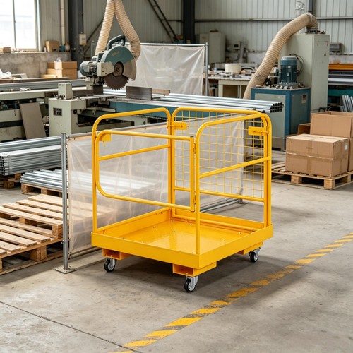 Folding forklift safety cage - forklift,